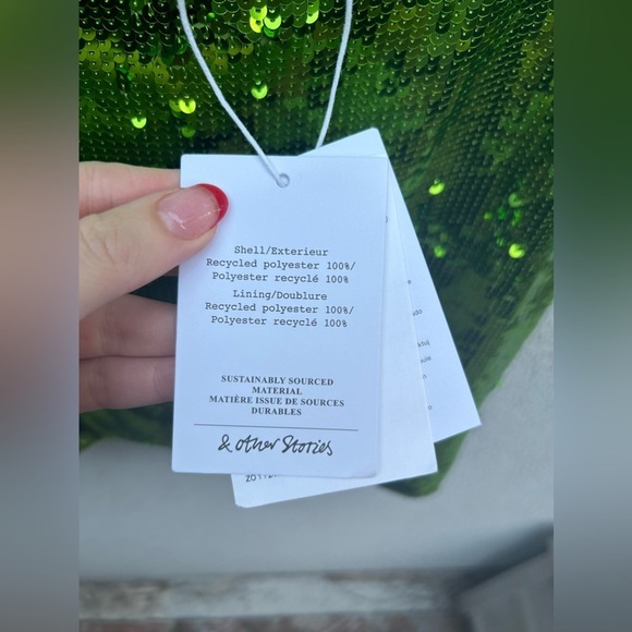 NWT & Other Stories Mini Sequin Skirt in Green - Picture 6 of 8